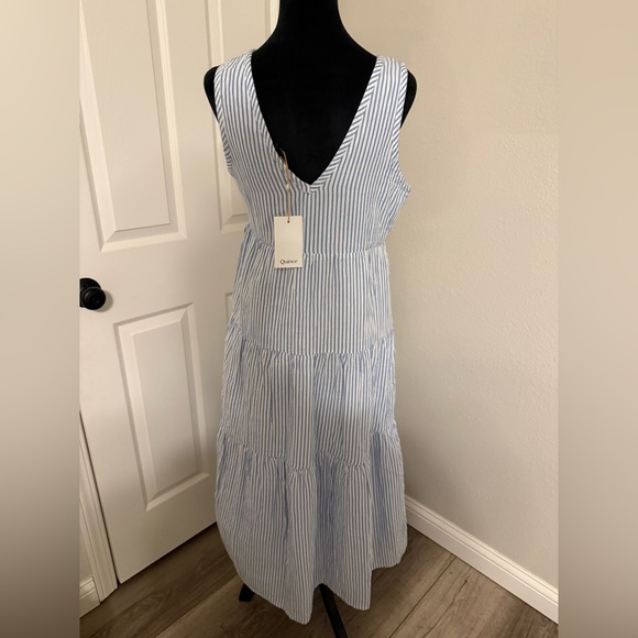 Quince Sleeveless Maxi Dress in Blue and White Stripes - Picture 3 of 5